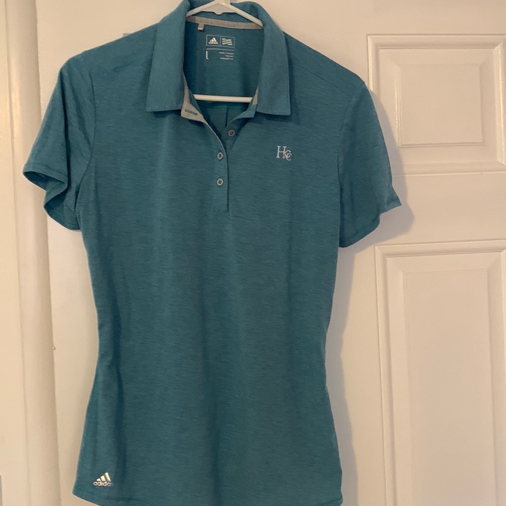Adidas Woman’s L collared golf shirt Hershey Country Club logo.  Great condition